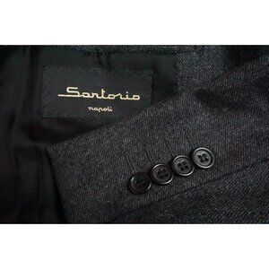 Sartorio Napoli x Kiton Dark Gray Woven S100s Wool Sport Coat Sz 44 Brand New